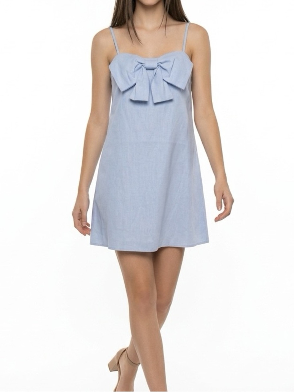 NWT A New Day Light Powder Blue Bow Front Shift Mini Dress with Pockets 🩵